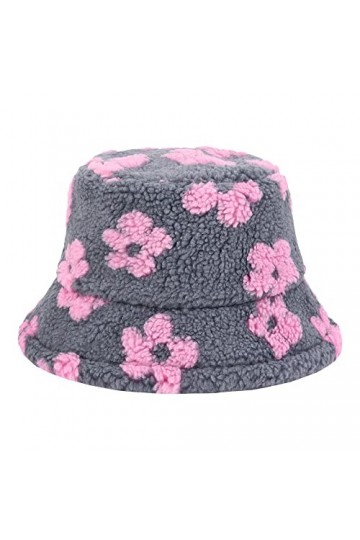 Surkat Chapeau dhiver en peluche chaude en fausse fourrure pour femme, motif floral rose, Taille unique