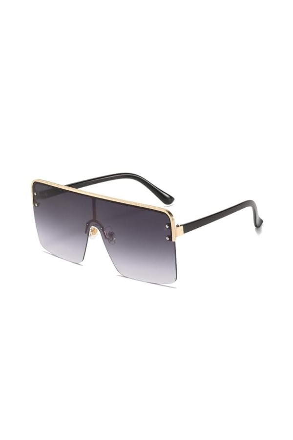 HCHES Lunettes de Soleil sans Monture Femmes Surdimensionnées Carrées Une Pièce Grandes Lunettes de Soleil Nuances Dégradées 