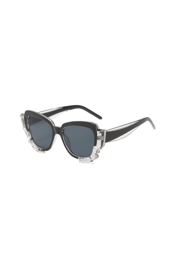 HPIRME Lunettes de soleil carrées surdimensionnées pour femmes, lunettes de soleil Vintage, Punk UV400, C1noir, noir, taille 