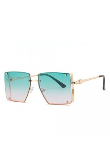 HCHES Lunettes de Soleil pour Femmes Lunettes de Soleil en métal Style de Couple de tir de Rue Multicolore en Option, Vert dé