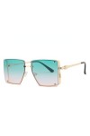 HCHES Lunettes de Soleil pour Femmes Lunettes de Soleil en métal Style de Couple de tir de Rue Multicolore en Option, Vert dé