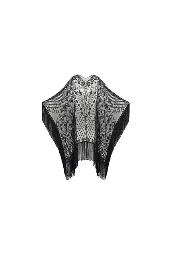ArtiDeco Flapper Accessoires Charleston 1920s Châle Cape de Mariage Femme Année 20 Vintage Partie à Thème Soirée Noir 1
