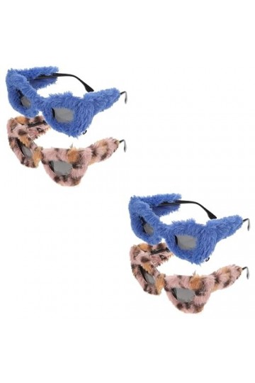 Abaodam 4 Pièces Lunettes En Peluche Lunettes Rave Lunettes De Soleil De Mode Pour Femmes Nuances De Lunettes Oeil De Chat Lu