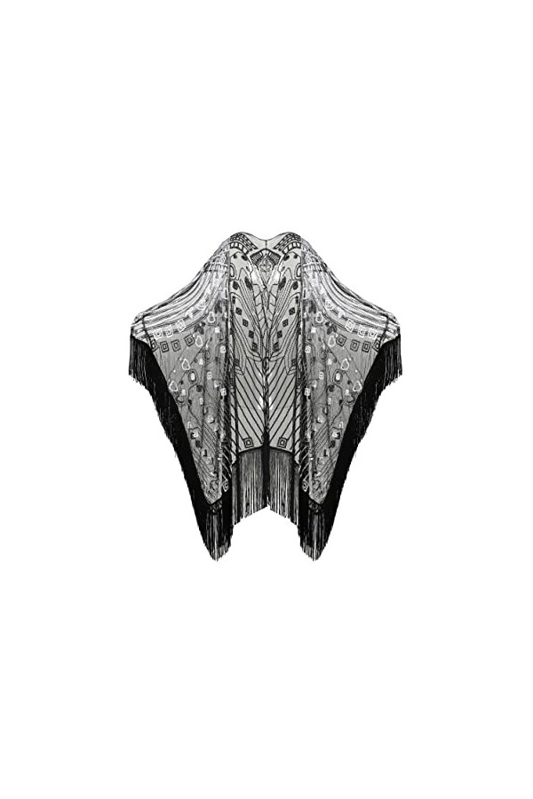 ArtiDeco Flapper Accessoires Charleston 1920s Châle Cape de Mariage Femme Année 20 Vintage Partie à Thème Soirée Noir 1