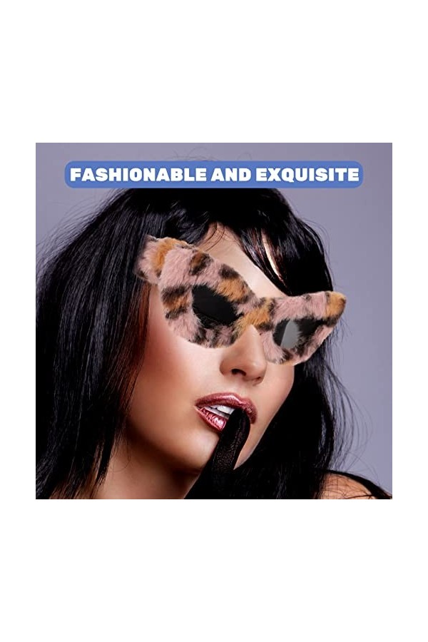Abaodam 4 Pièces Lunettes En Peluche Lunettes Rave Lunettes De Soleil De Mode Pour Femmes Nuances De Lunettes Oeil De Chat Lu