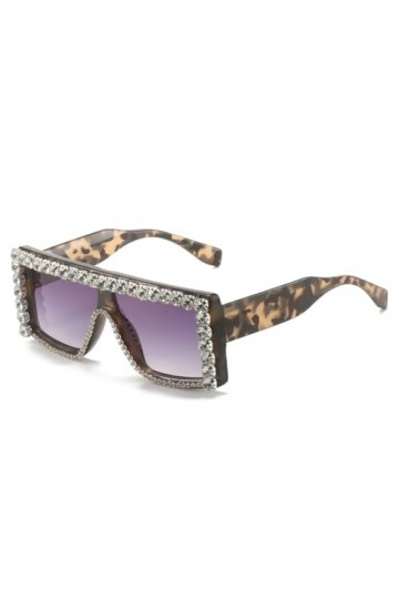 Lunettes de Soleil Carrées en Diamant Femmes Lunettes de Soleil en Strass Hommes Monture surdimensionnée Nuances Vintage Lune