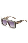 Lunettes de Soleil Carrées en Diamant Femmes Lunettes de Soleil en Strass Hommes Monture surdimensionnée Nuances Vintage Lune