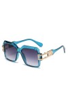 HCHES Lunettes de Soleil carrées Hommes Femmes Grand Cadre dégradé lentille Lunettes de Soleil surdimensionnées UV400, Bleu, 