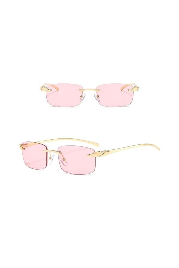 MUTYNE Femmes Lunettes de Soleil Rectangle sans Monture Hommes Nuances Petit Carré Verres Transparents Lunettes de Soleil UV4