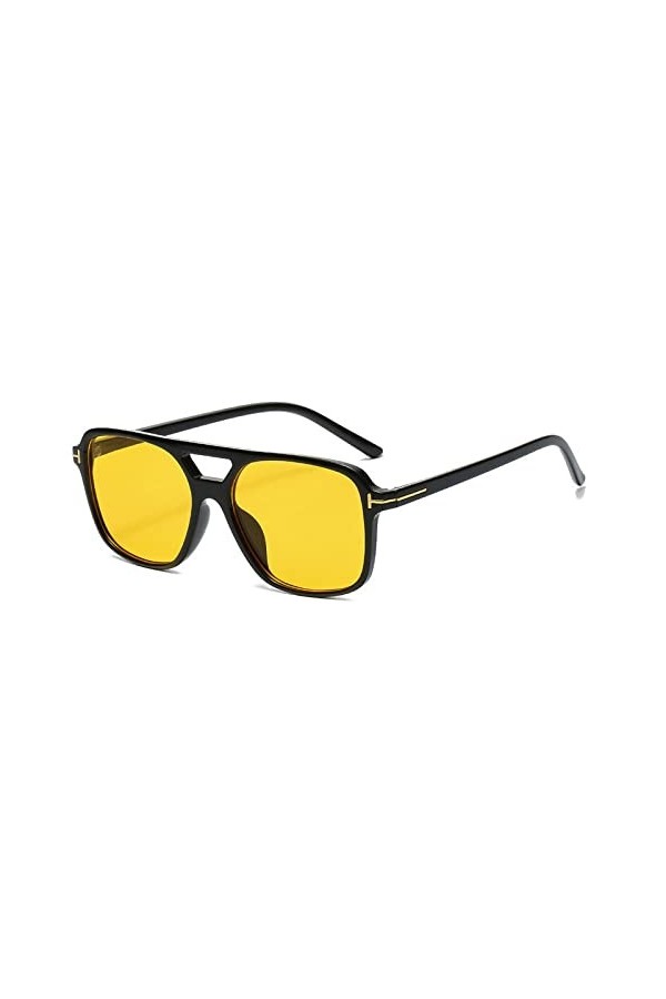 SONISA Lunettes de soleil carrées vintage pour femme, rétro, miroir, noir, jaune, mode, couleurs acidulées, léopard, autres