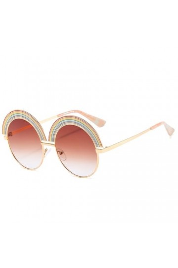 HCHES Lunettes de Soleil Rondes Arc-en-Ciel pour Femmes et Hommes, Verres colorés Visibles, Monture en Alliage, charnière en 