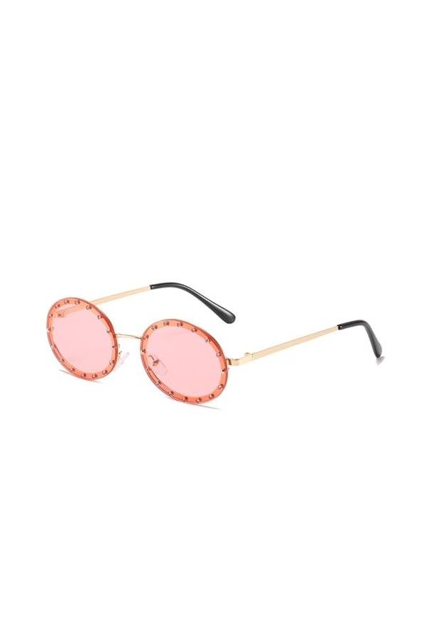 HCHES Lunettes de Soleil Ovales sans Monture Petits Diamants Hommes Femmes Nuances UV400 Lunettes de Soleil Vintage Lunettes 