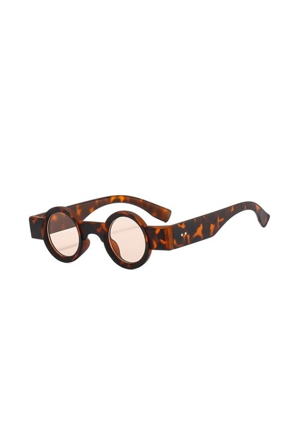 HCHES Petites lunettes de soleil rondes femmes rétro punk nuances UV400 hommes clair océan lentille rivets lunettes de soleil