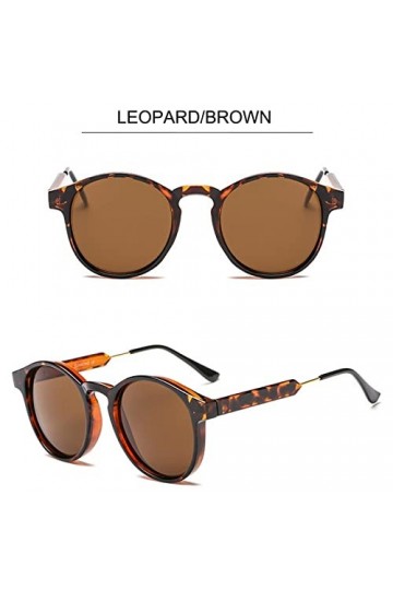 COTCLO Lunettes de soleil rondes rétro pour homme - Lunettes de soleil transparentes pour femme - C6 - Léopard marron