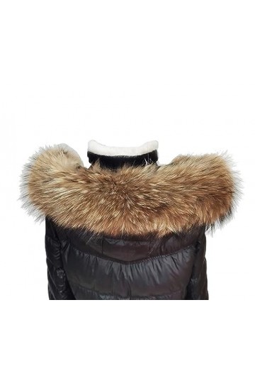 Col en fourrure pour femme Bavoir écharpe en fourrure de raton laveur solide Bavoir Pull Bonnet Unisexe, Longueur 60 cm, larg