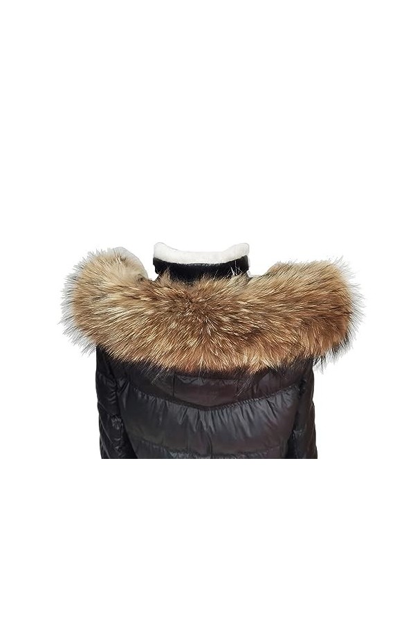 Col en fourrure pour femme Bavoir écharpe en fourrure de raton laveur solide Bavoir Pull Bonnet Unisexe, Longueur 60 cm, larg