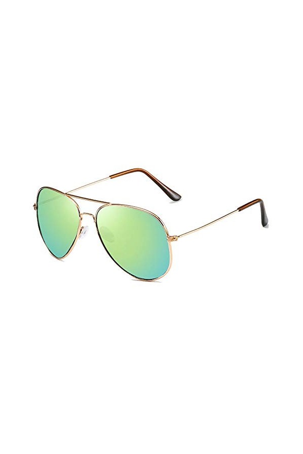 e-phoria Lunettes de soleil pilote classiques pour Femmes | Gold Frame Copper Color Tip /