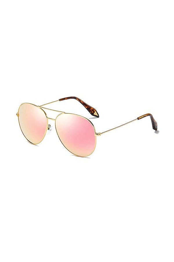 e-phoria Lunettes de soleil pilote classiques pour Femmes | Gold Frame Copper Color Tip /
