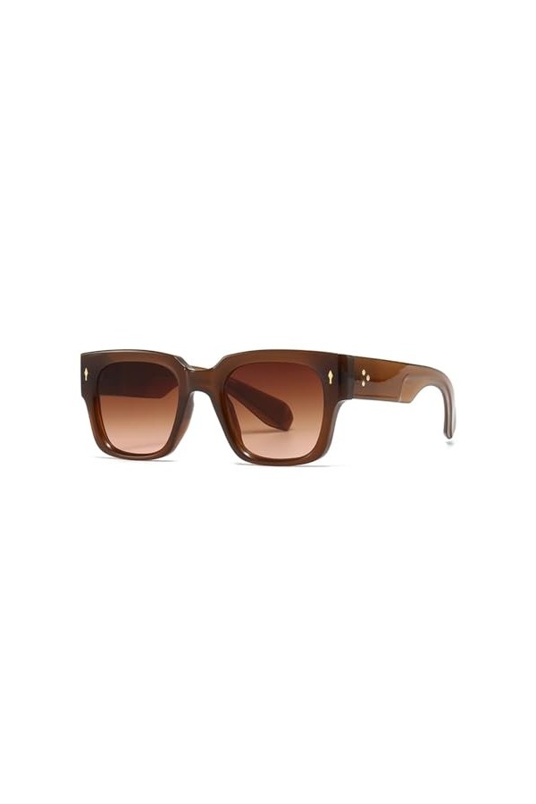 HCHES Lunettes de Soleil Hommes Rétro Femmes Lunettes de Soleil Carrées Uv400 Gris Marron Vert Femme,Marron,Taille Unique