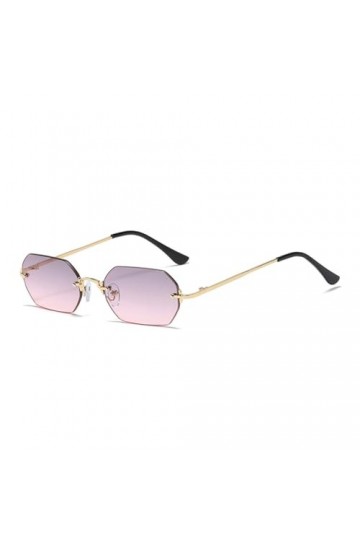 HCHES Lunettes de soleil rectangulaires de style punk sans monture pour homme octogonal à petite monture en métal pour femmes