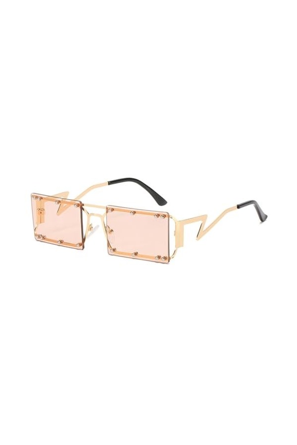 Lunettes de Soleil Classiques Petits Rectangles Femmes Vintage Monture en Métal Steampunk Lunettes de Soleil Femme Rétro Lune