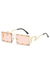 Lunettes de Soleil Classiques Petits Rectangles Femmes Vintage Monture en Métal Steampunk Lunettes de Soleil Femme Rétro Lune