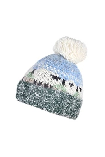 Bonnet à pompon en laine et mohair pour femme avec doublure en polaire - Multicolore - Taille unique - Fait main - Pachamama 