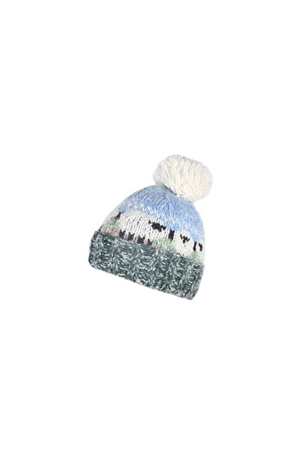 Bonnet à pompon en laine et mohair pour femme avec doublure en polaire - Multicolore - Taille unique - Fait main - Pachamama 