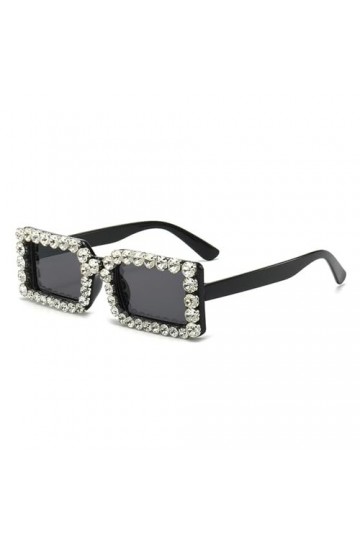 RUDELL Lunettes De Soleil Femme Lunettes De Soleil Carrées Diamant Rétro Mode Lunettes De Soleil Personnalisées Anti Uv Noir 