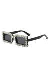 RUDELL Lunettes De Soleil Femme Lunettes De Soleil Carrées Diamant Rétro Mode Lunettes De Soleil Personnalisées Anti Uv Noir 