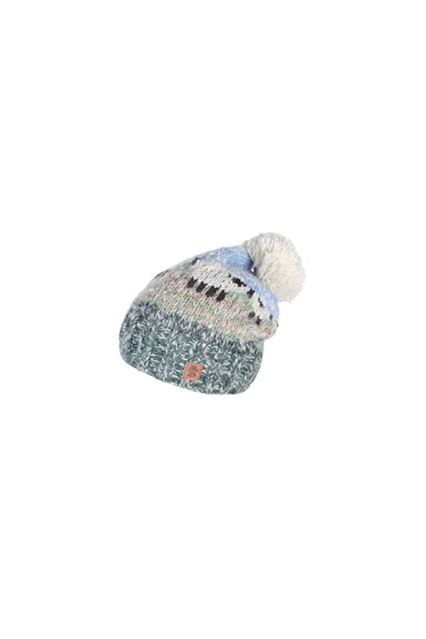 Bonnet à pompon en laine et mohair pour femme avec doublure en polaire - Multicolore - Taille unique - Fait main - Pachamama 