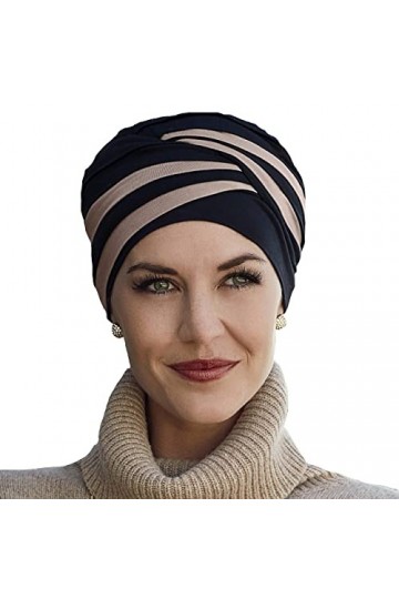 Christine Headwear Bonnet en bambou Shanti noir et marron pour traitement de chimiothérapie