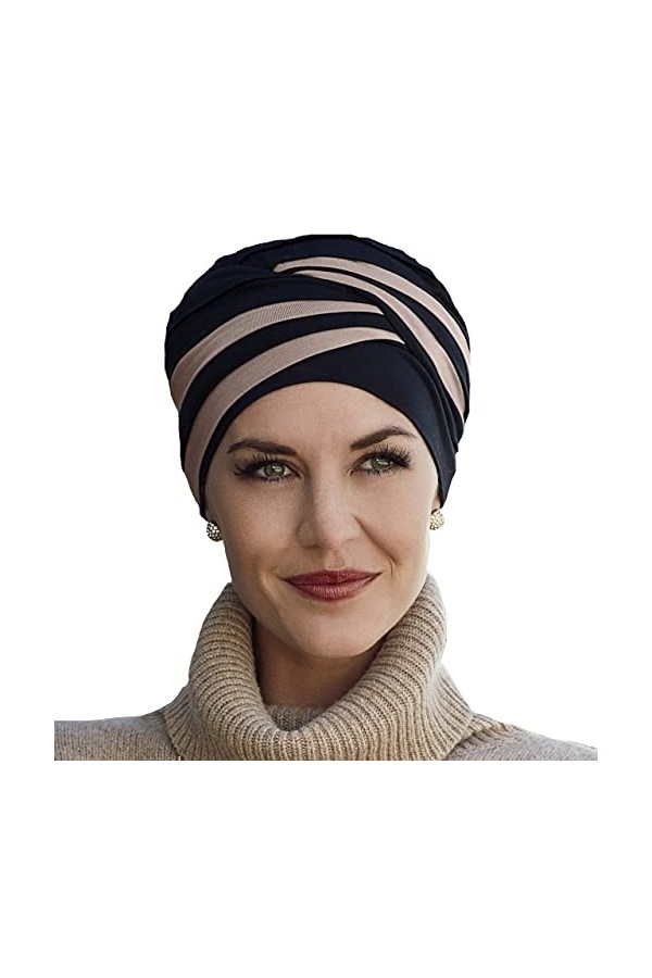 Christine Headwear Bonnet en bambou Shanti noir et marron pour traitement de chimiothérapie