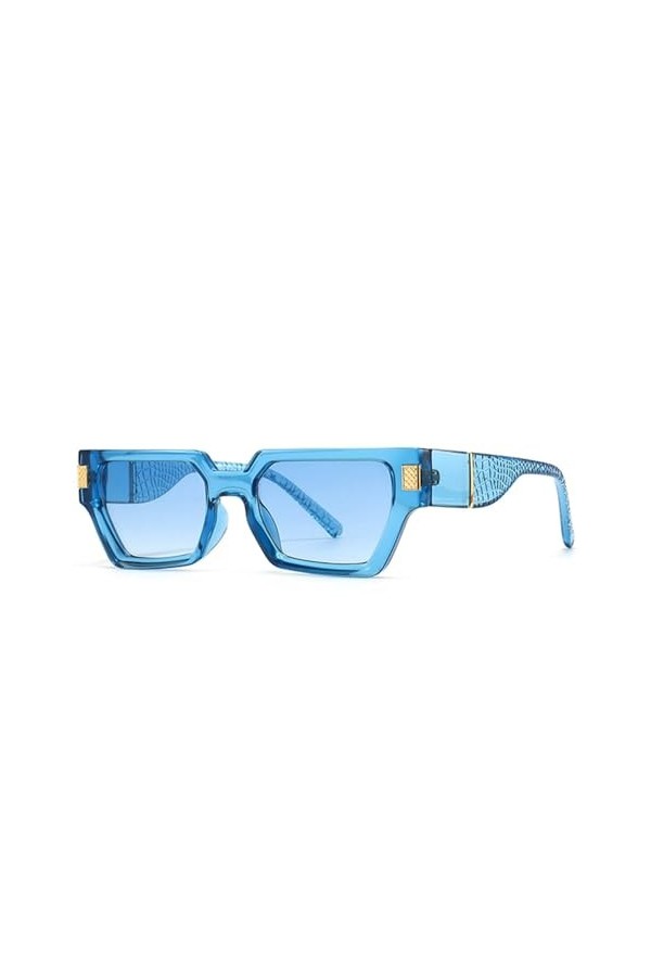 HCHES Lunettes de Soleil pour Dames Oeil de Chat Femme Uv400 Bleu Léopard Femmes Lunettes de Soleil à Monture Carrée pour Hom