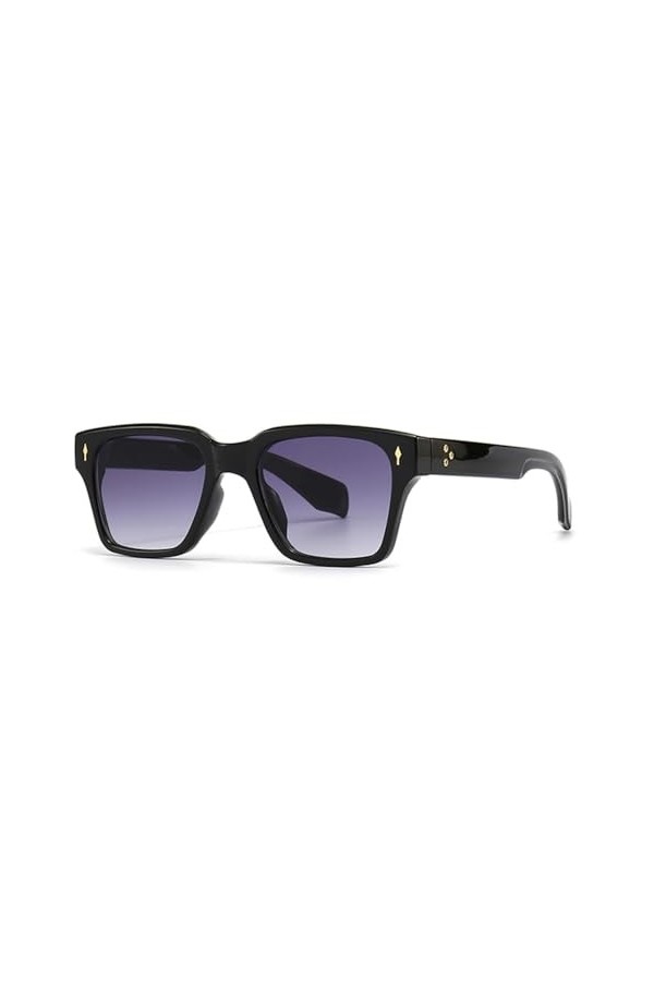 HCHES Lunettes de Soleil à Monture carrée pour Hommes Uv400 Lunettes de Soleil pour Femmes de Style dété pour Femmes, Noir a
