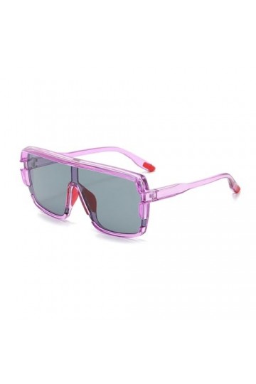 HCHES Lunettes de Soleil à Grande Monture Monture Homme Lunettes de Soleil Carrées Une Pièce pour Femmes Vert Violet Uv400, V