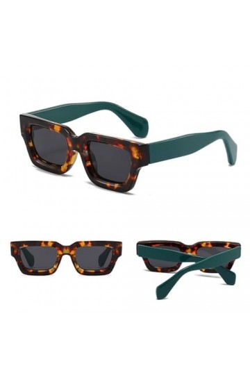 HPIRME Lunettes de soleil carrées vintage pour femmes rétro petites nuances lunettes de soleil colorées UV400, gris léopard, 