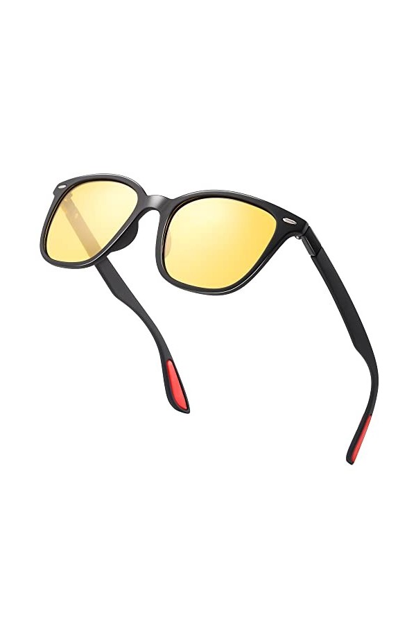 SIPHEW Lunettes De Conduite De Nuit Homme Femme, Lunettes Anti-phare Anti-éblouissement, Verres Polarisés Jaune Pour Vision N