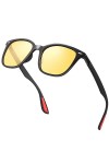 SIPHEW Lunettes De Conduite De Nuit Homme Femme, Lunettes Anti-phare Anti-éblouissement, Verres Polarisés Jaune Pour Vision N