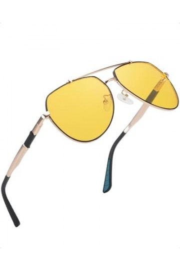 SODQW Lunettes Conduite de Jour et de Nuit, Lunettes de Vision Nocturne Polarisées, Anti-Reflet, Verres Jaunes, Lunettes de S