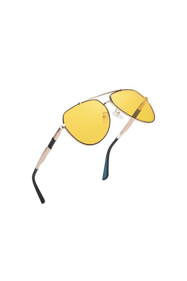 SODQW Lunettes Conduite de Jour et de Nuit, Lunettes de Vision Nocturne Polarisées, Anti-Reflet, Verres Jaunes, Lunettes de S