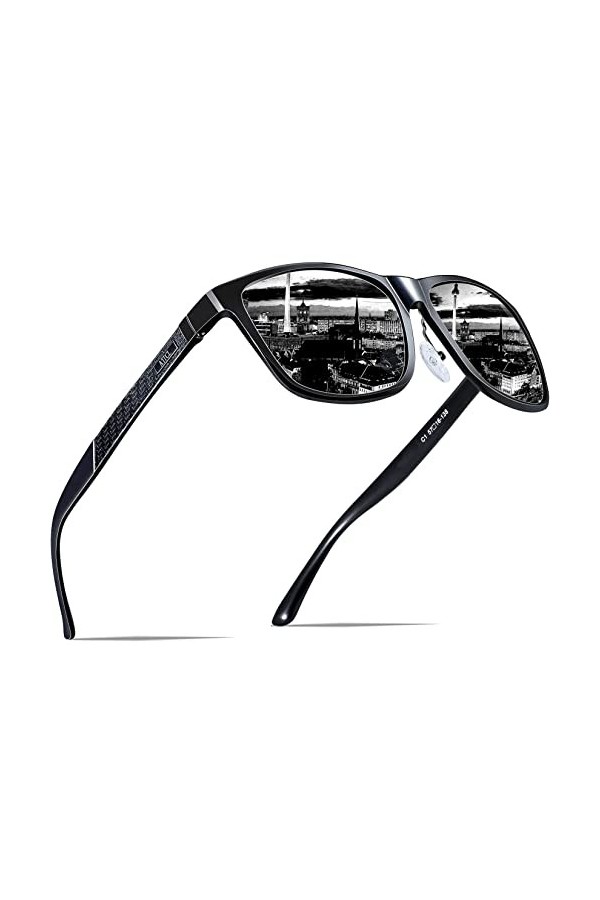 ATTCL Homme Lunettes De Soleil Polarisé Al-Mg métal Cadre Super Léger noir UV400 CAT 3 CE