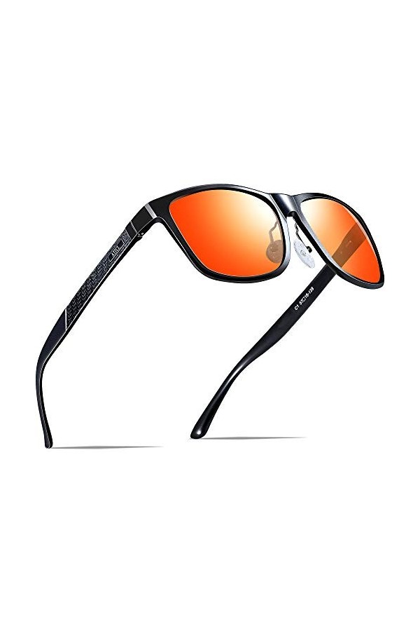 ATTCL Homme Lunettes De Soleil Polarisé Al-Mg métal Cadre Super Léger noir UV400 CAT 3 CE