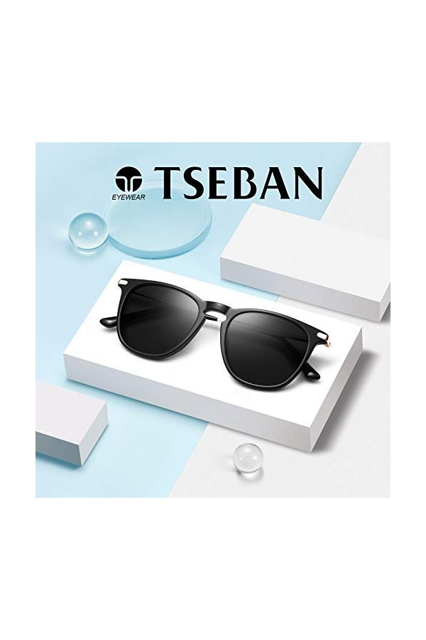 Carfia TESBAN Polarisée Lunette de Soleil Femme Protection UV400 Monture en acétate Vintage Outdoor pour la conduite en voyag