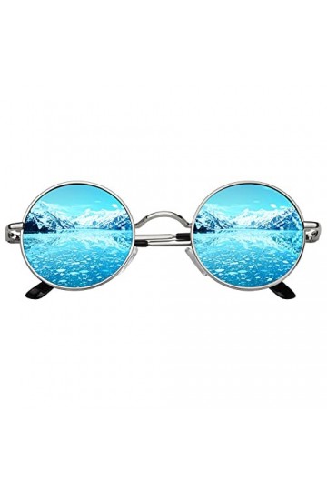 CGID E01 Petites lunettes de soleil polarisées inspirées du style retro vintage Lennon en cercle métallique rond 2 Paires, Ro