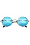 CGID E01 Petites lunettes de soleil polarisées inspirées du style retro vintage Lennon en cercle métallique rond 2 Paires, Ro