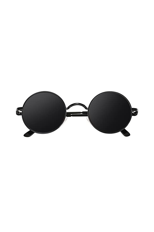 CGID E01 Petites lunettes de soleil polarisées inspirées du style retro vintage Lennon en cercle métallique rond 2 Paires, Ro