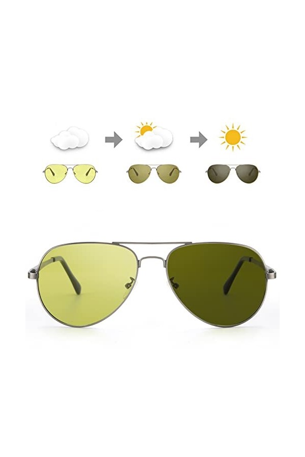 SODQW Lunette de Conduite Vision de Nuit/Anti Eblouissement Polarisée/Verres Photochromiques Jaune pour le Jour et la Nuit/Pr