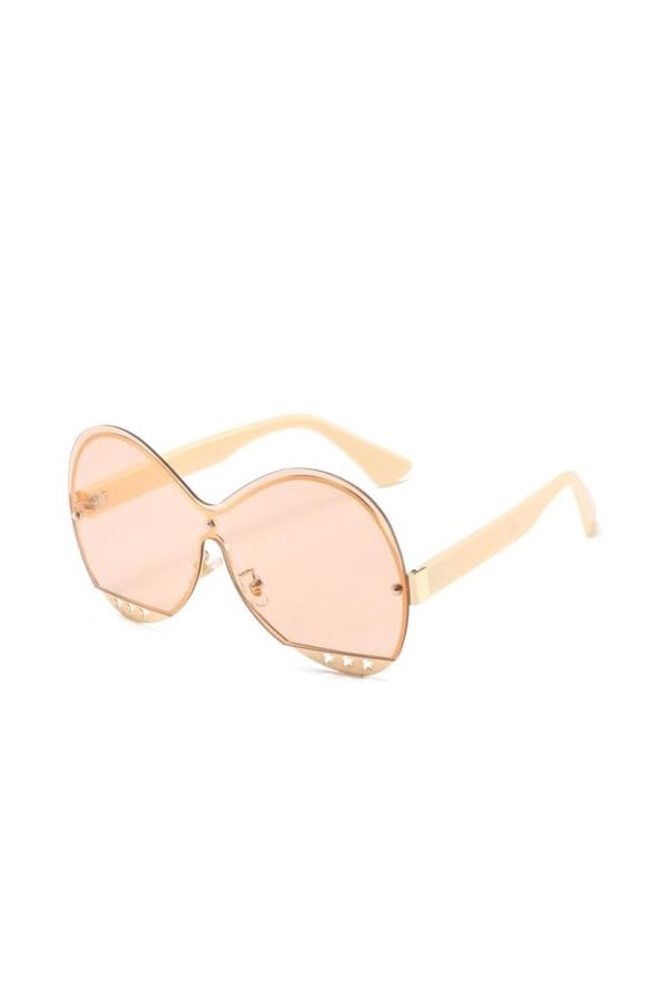 Lunettes de Soleil Une Pièce Surdimensionnées Femmes Mode Rondes sans Monture Hommes Lunettes de Soleil pour Femme Cadre en M