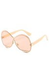 Lunettes de Soleil Une Pièce Surdimensionnées Femmes Mode Rondes sans Monture Hommes Lunettes de Soleil pour Femme Cadre en M